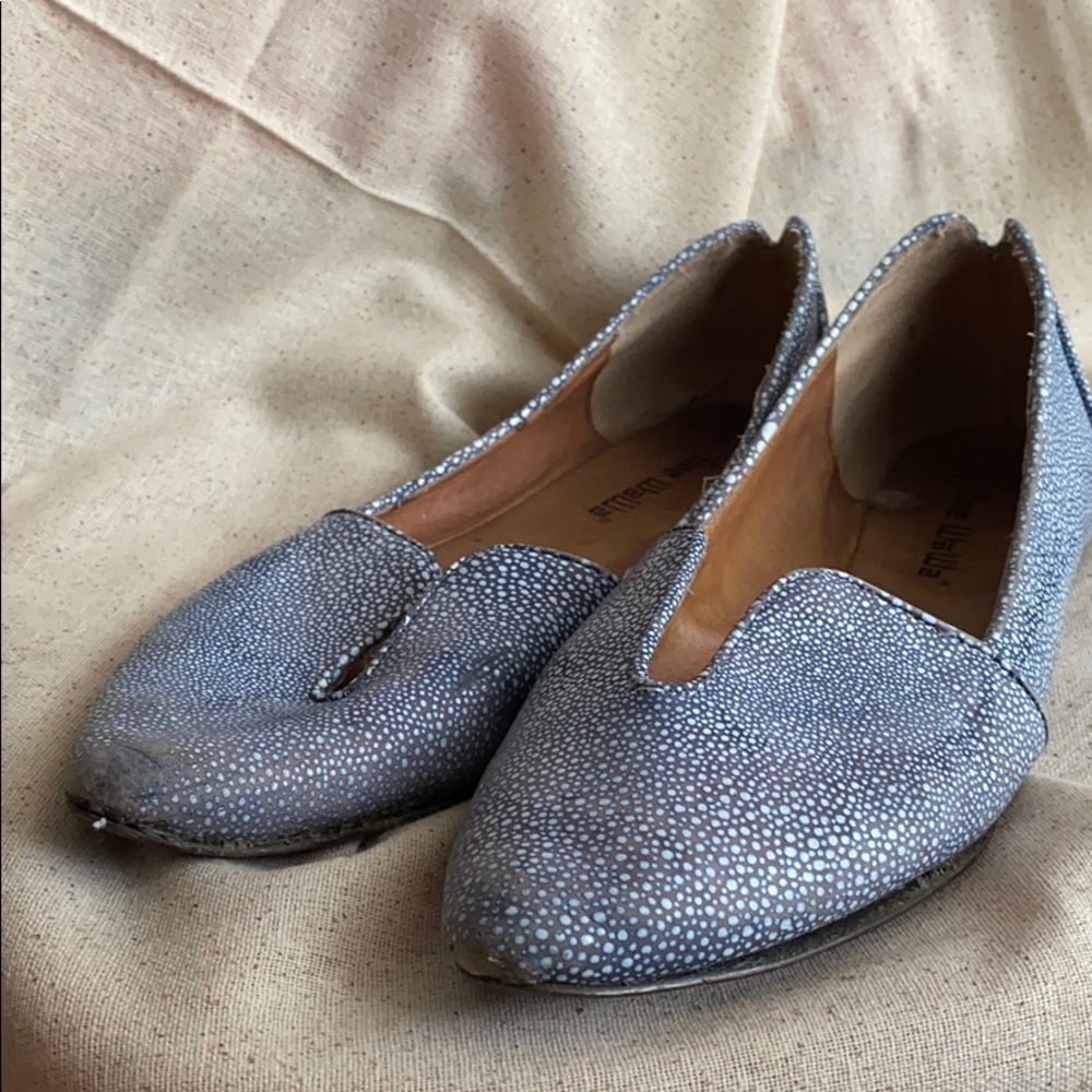 Comfy blue and white polka dot gee wawa flats